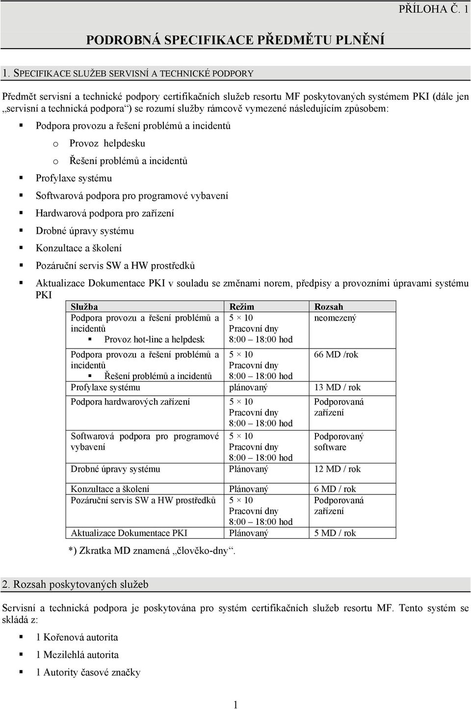 služby rámcově vymezené následujícím způsobem: Podpora provozu a řešení problémů a incidentů o o Provoz helpdesku Profylaxe systému Řešení problémů a incidentů Softwarová podpora pro programové