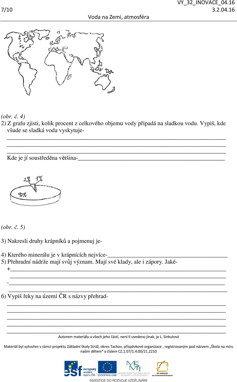 Vypiš, kde všude se sladká voda vyskytuje- Kde je jí soustředěna většina- (obr. č.