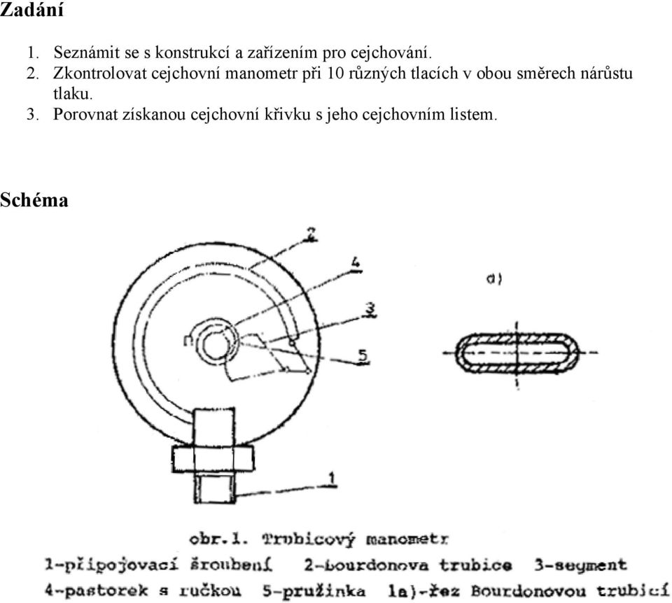 Zkontrolovat cejchovní manometr při 10 různých tlacích