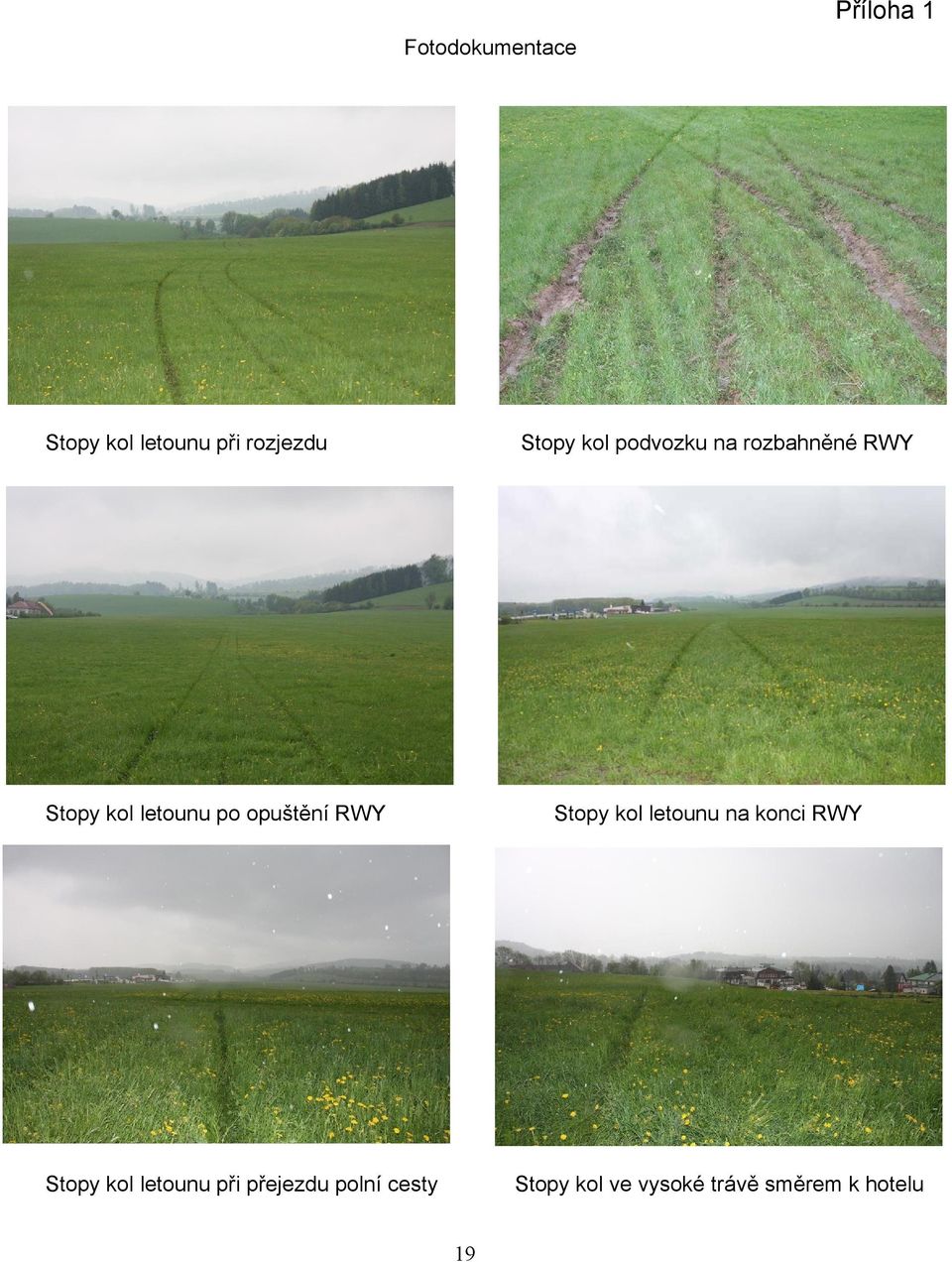 opuštění RWY Stopy kol letounu na konci RWY Stopy kol letounu