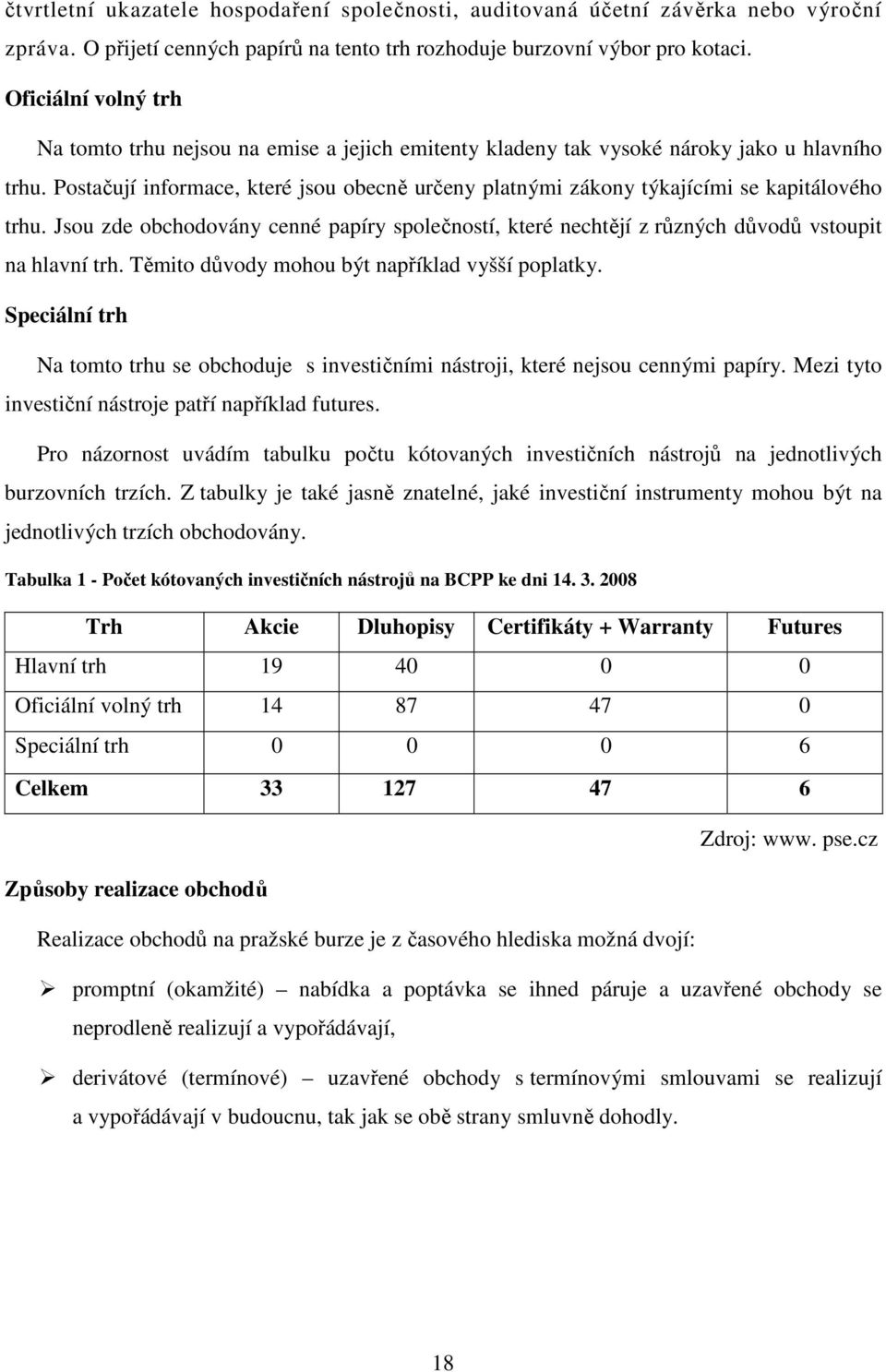 Postačují informace, které jsou obecně určeny platnými zákony týkajícími se kapitálového trhu. Jsou zde obchodovány cenné papíry společností, které nechtějí z různých důvodů vstoupit na hlavní trh.