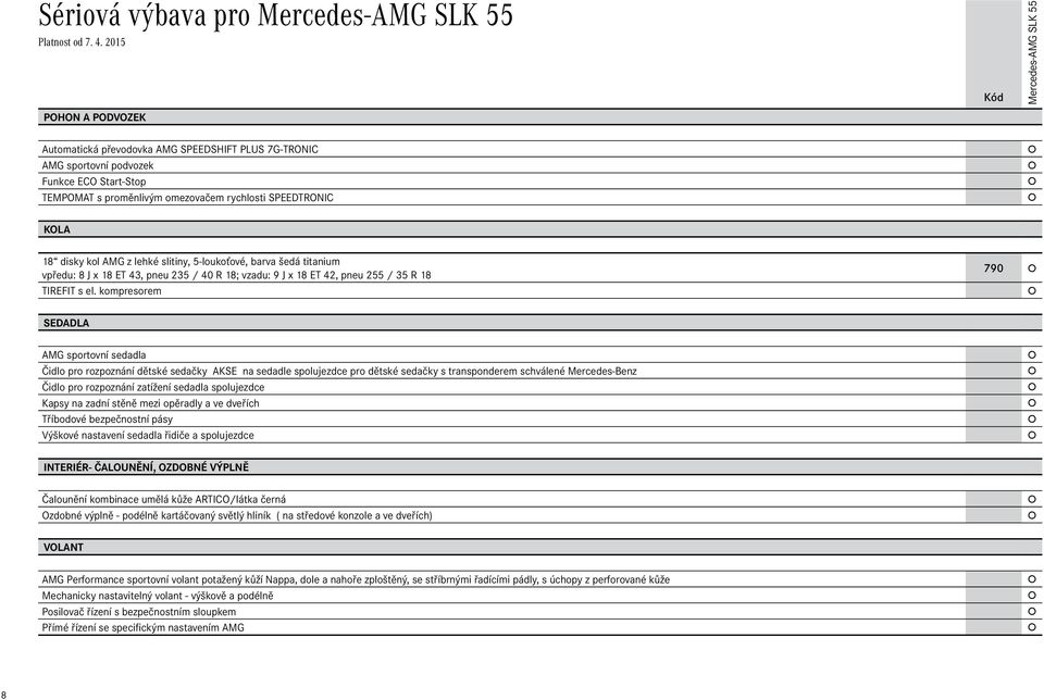 kompresorem 790 SEDADLA AMG sportovní sedadla Čidlo pro rozpoznání dětské sedačky AKSE na sedadle spolujezdce pro dětské sedačky s transponderem schválené Mercedes-Benz Čidlo pro rozpoznání zatížení