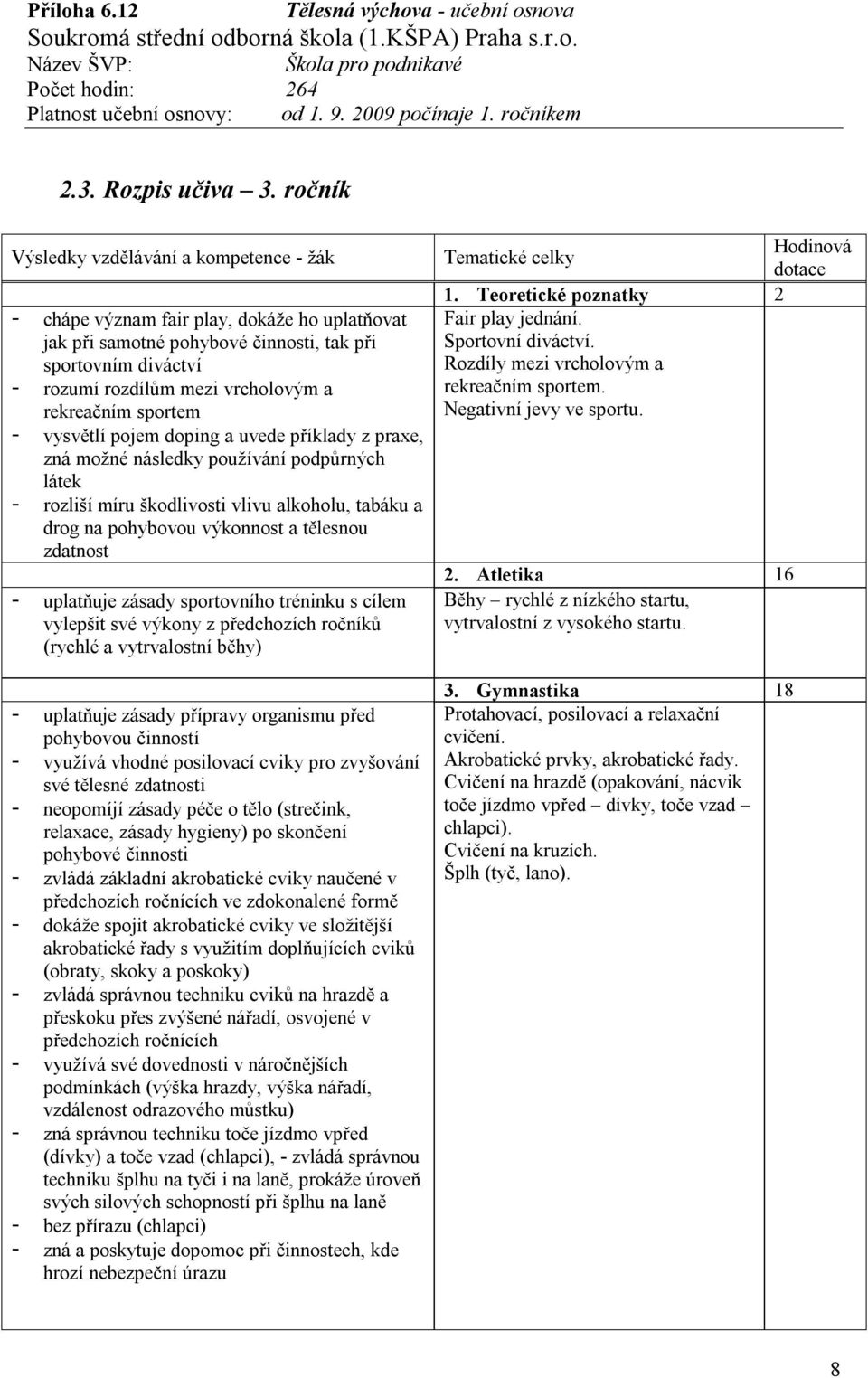 rekreačním sportem - vysvětlí pojem doping a uvede příklady z praxe, zná možné následky používání podpůrných látek - rozliší míru škodlivosti vlivu alkoholu, tabáku a drog na pohybovou výkonnost a