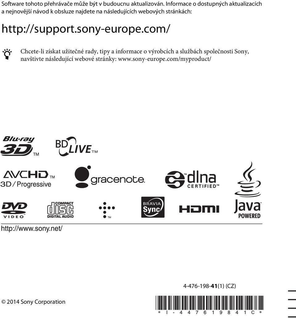 stránkách: http://support.sony-europe.