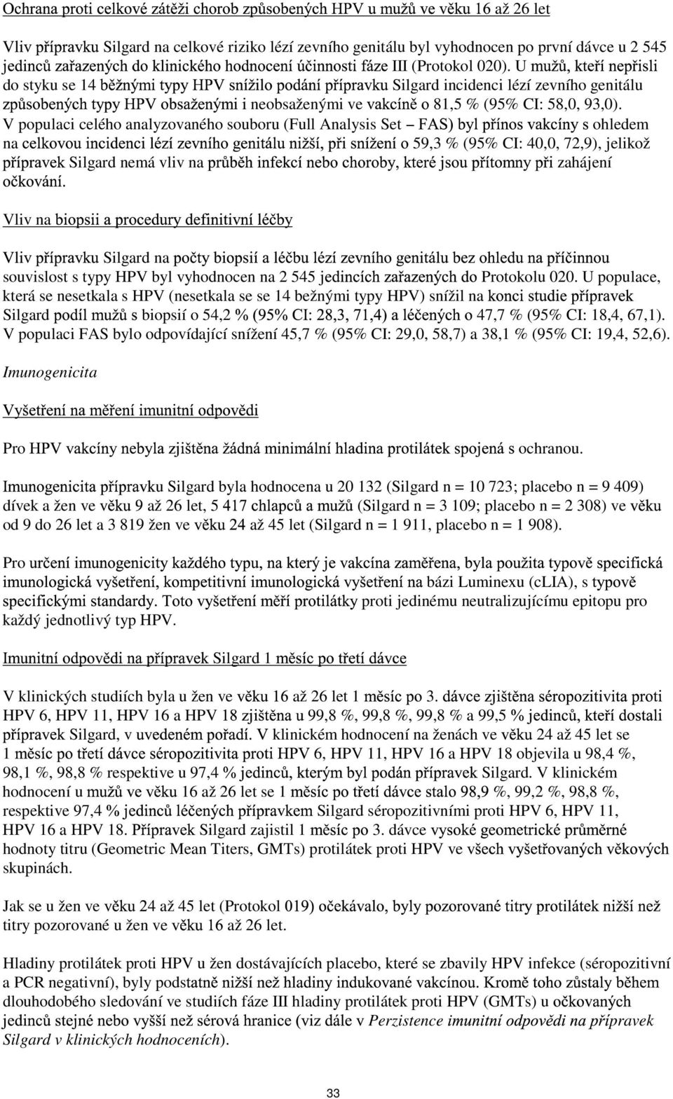 V populaci celého analyzovaného souboru (Full Analysis Set ohledem na 59,3 % (95% CI: 40,0, 72,9), jelikož nemá vliv na zahájení Vliv na na souvislost s typy HPV byl vyhodnocen na 2 545 j Protokolu