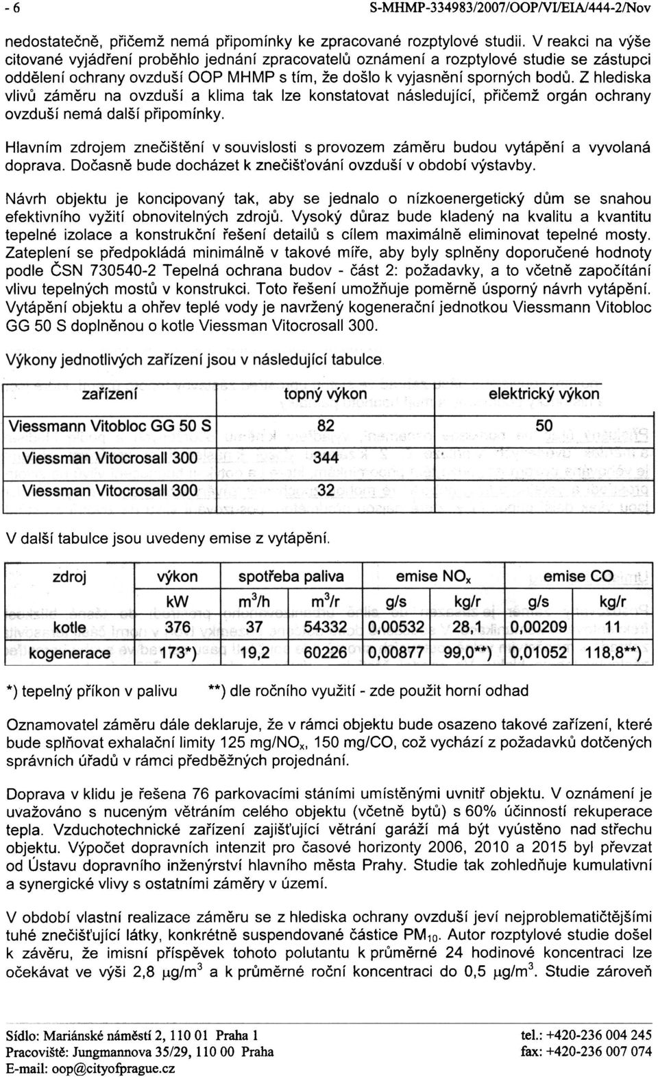 Z hlediska vlivù zámìru na ovzduší a klima tak lze konstatovat následující, pøièemž orgán ochrany ovzduší nemá další pøipomínky.