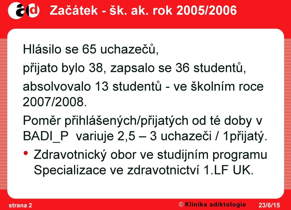 absolvovalo 13 studentů - ve školním roce 2007/2008.