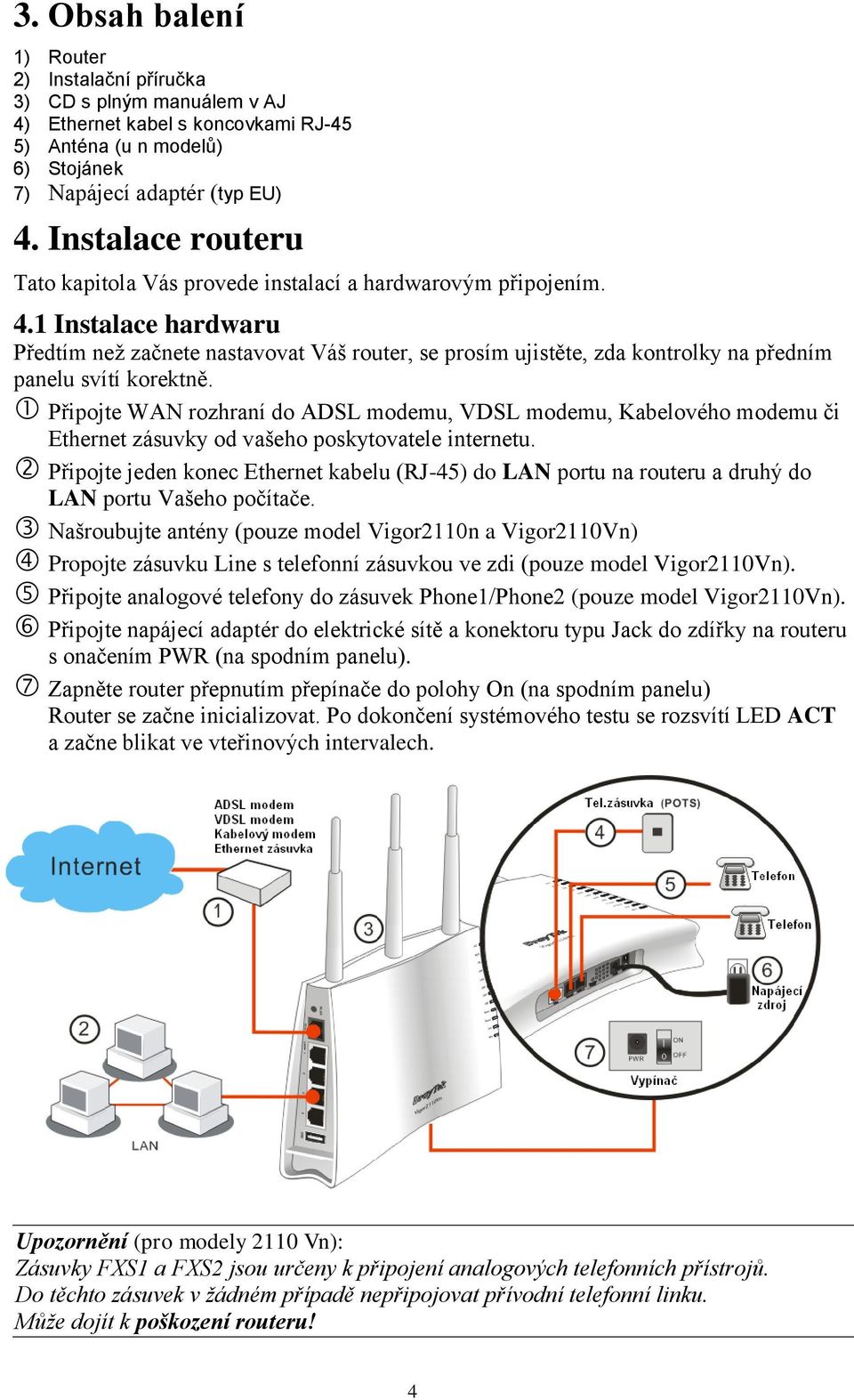 1 Instalace hardwaru Předtím než začnete nastavovat Váš router, se prosím ujistěte, zda kontrolky na předním panelu svítí korektně.