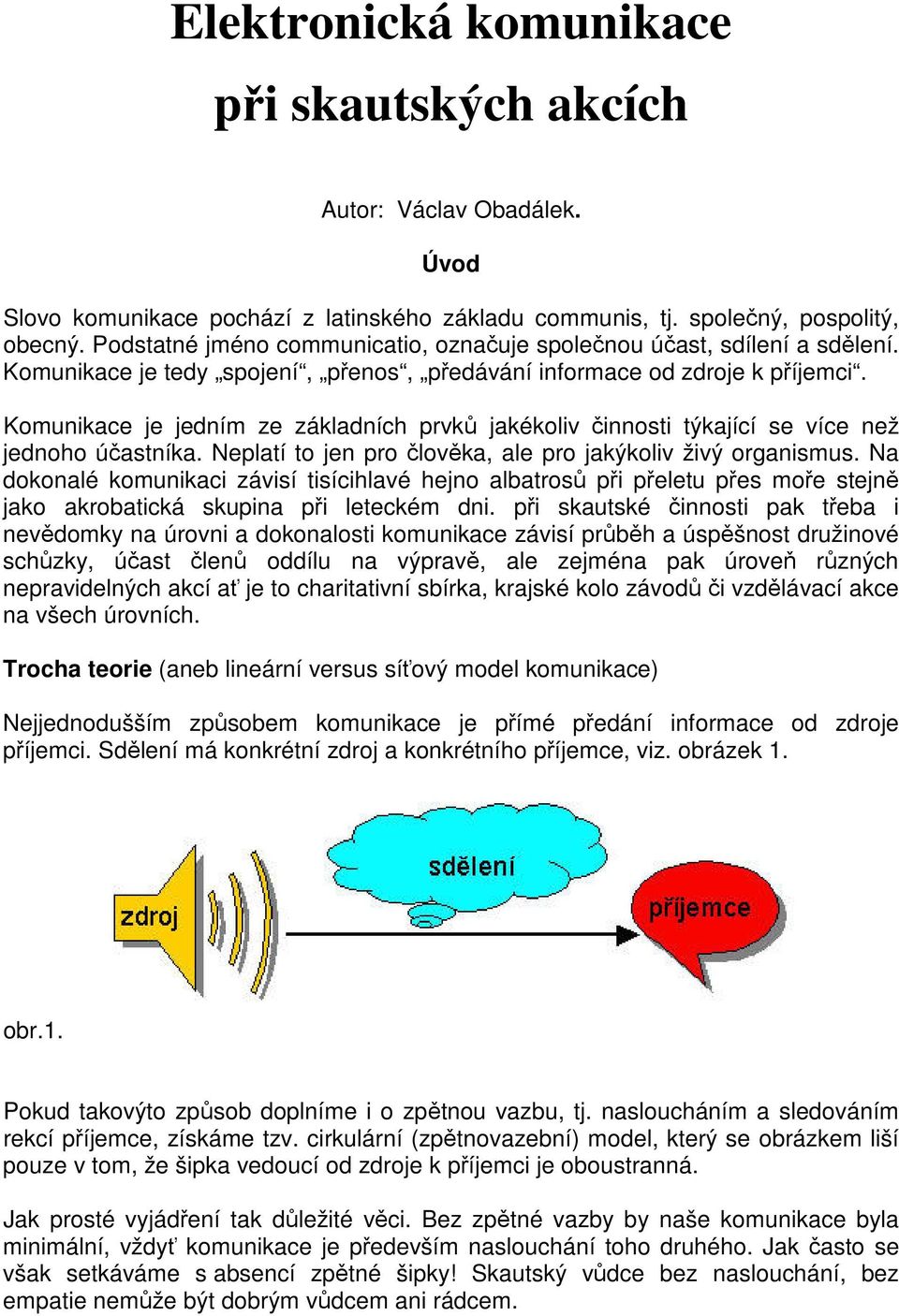 Komunikace je jedním ze základních prvků jakékoliv činnosti týkající se více než jednoho účastníka. Neplatí to jen pro člověka, ale pro jakýkoliv živý organismus.