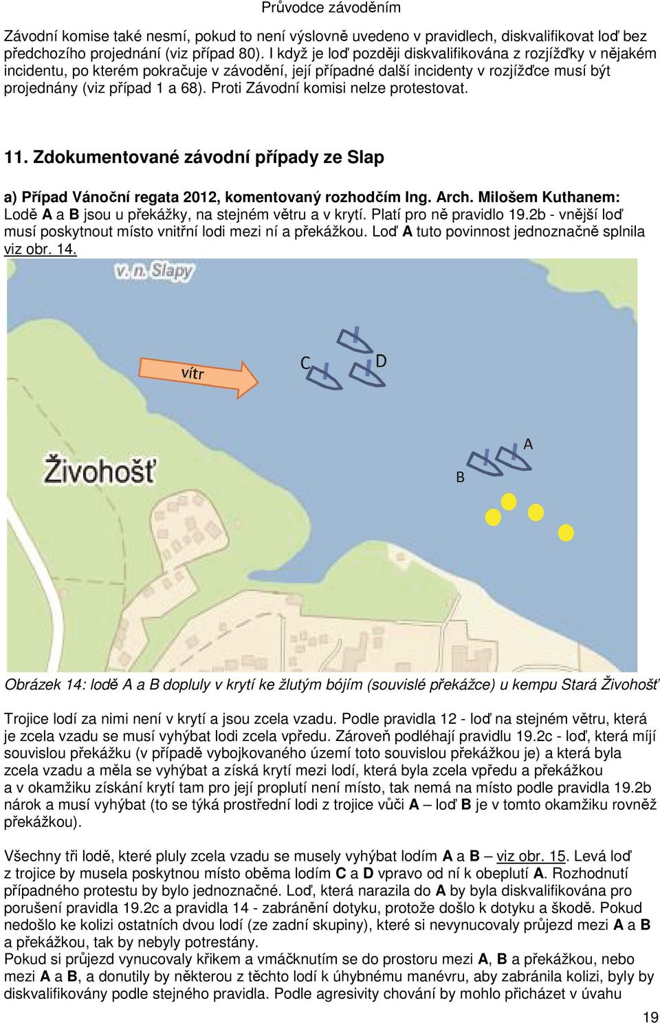 Proti Závodní komisi nelze protestovat. 11. Zdokumentované závodní případy ze Slap a) Případ Vánoční regata 2012, komentovaný rozhodčím Ing. Arch.