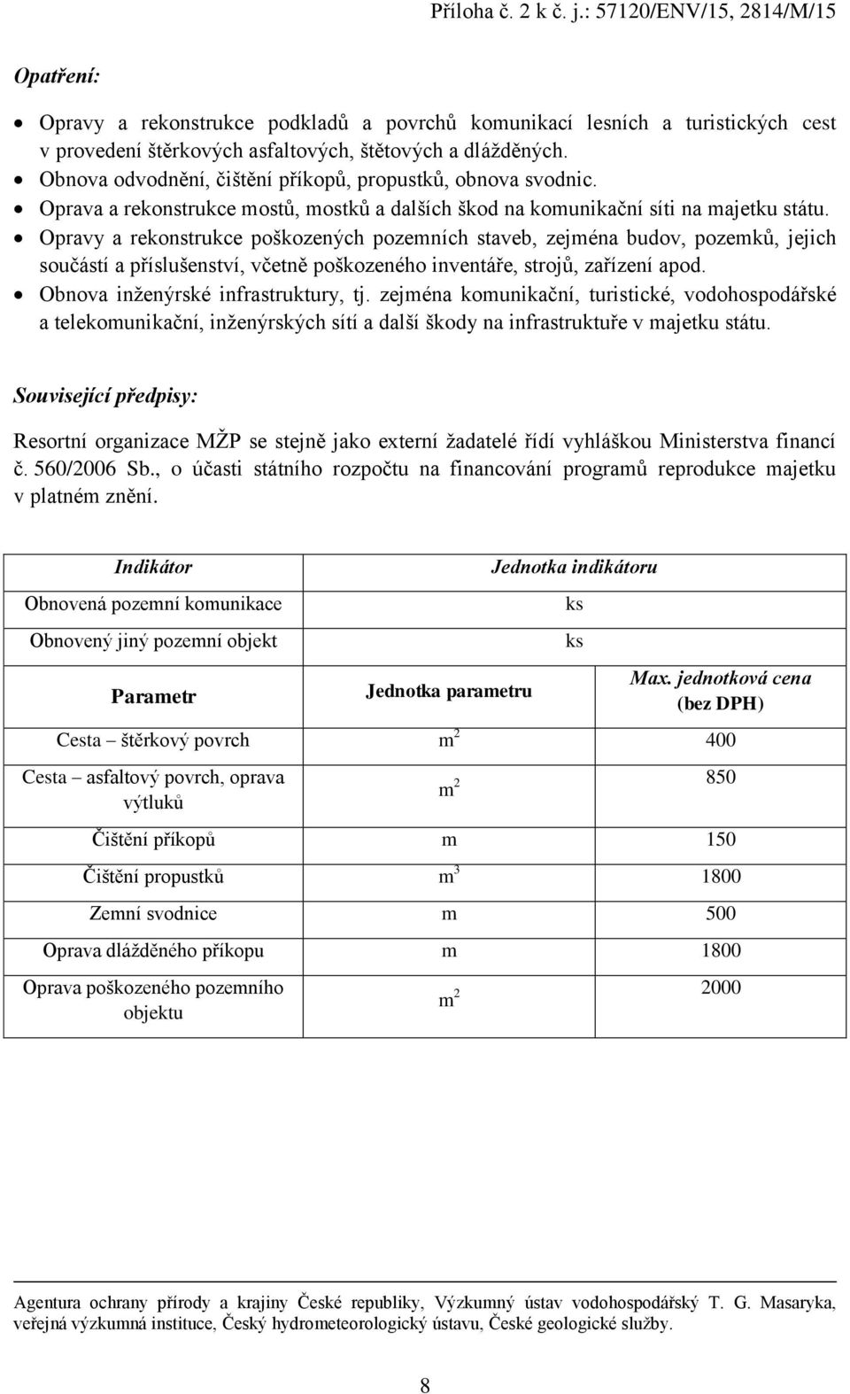 Opravy a rekonstrukce poškozených pozemních staveb, zejména budov, pozemků, jejich součástí a příslušenství, včetně poškozeného inventáře, strojů, zařízení apod. Obnova inženýrské infrastruktury, tj.