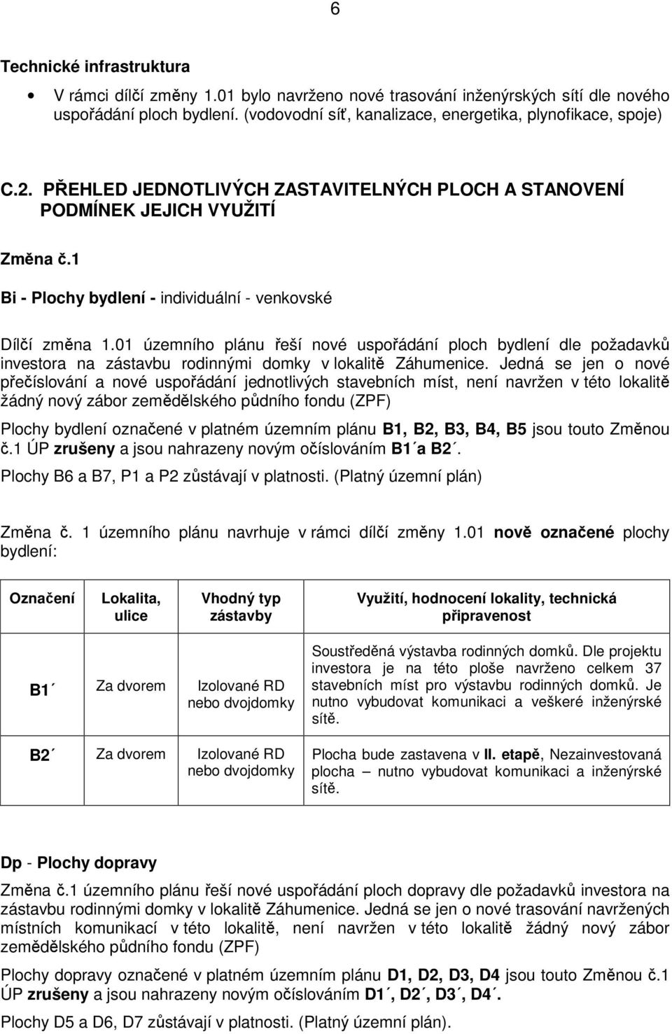 01 územního plánu řeší nové uspořádání ploch bydlení dle požadavků investora na zástavbu rodinnými domky v lokalitě Záhumenice.