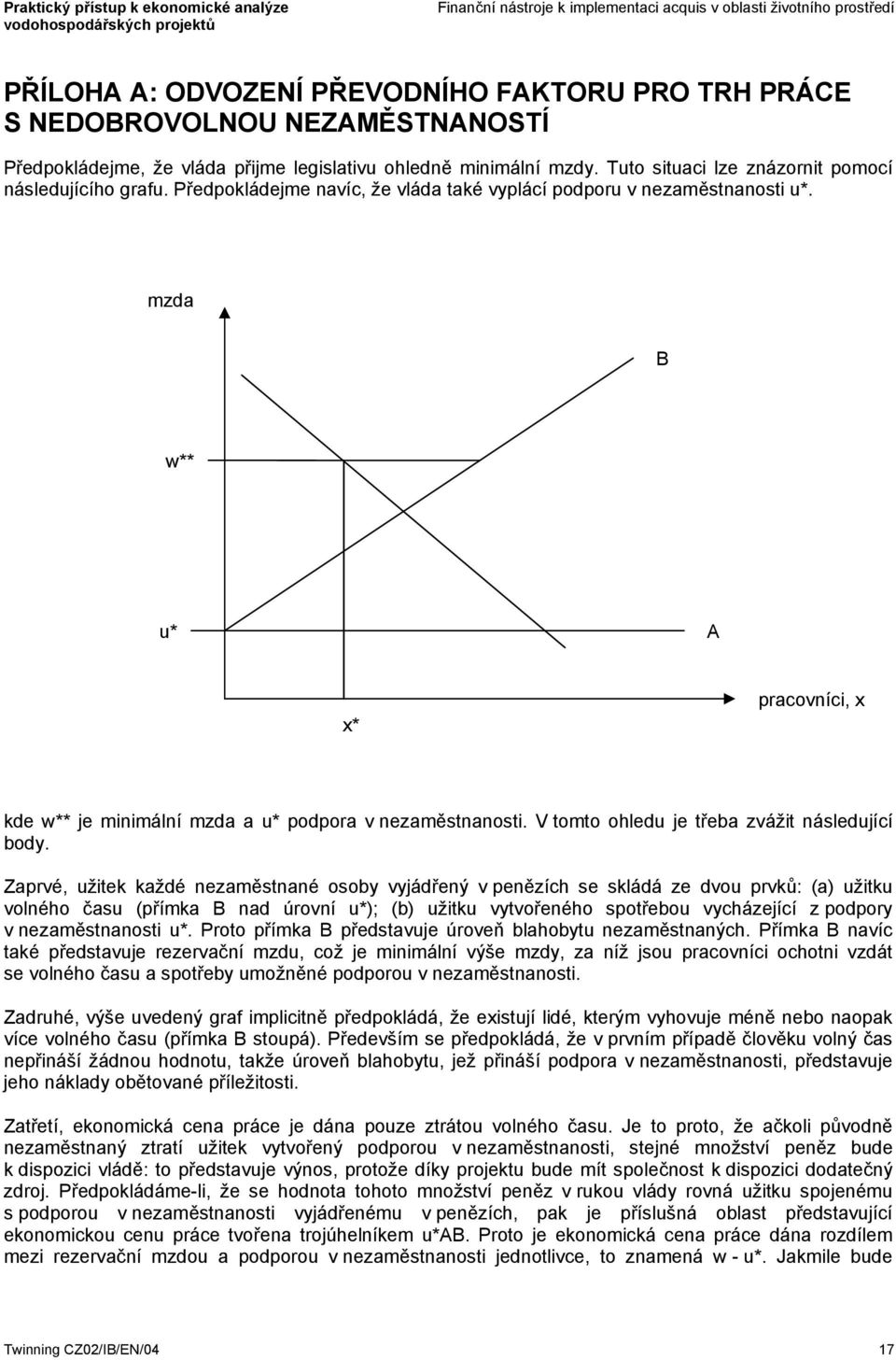 mzda B w** u* A x* pracovníci, x kde w** je minimální mzda a u* podpora v nezaměstnanosti. V tomto ohledu je třeba zvážit následující body.