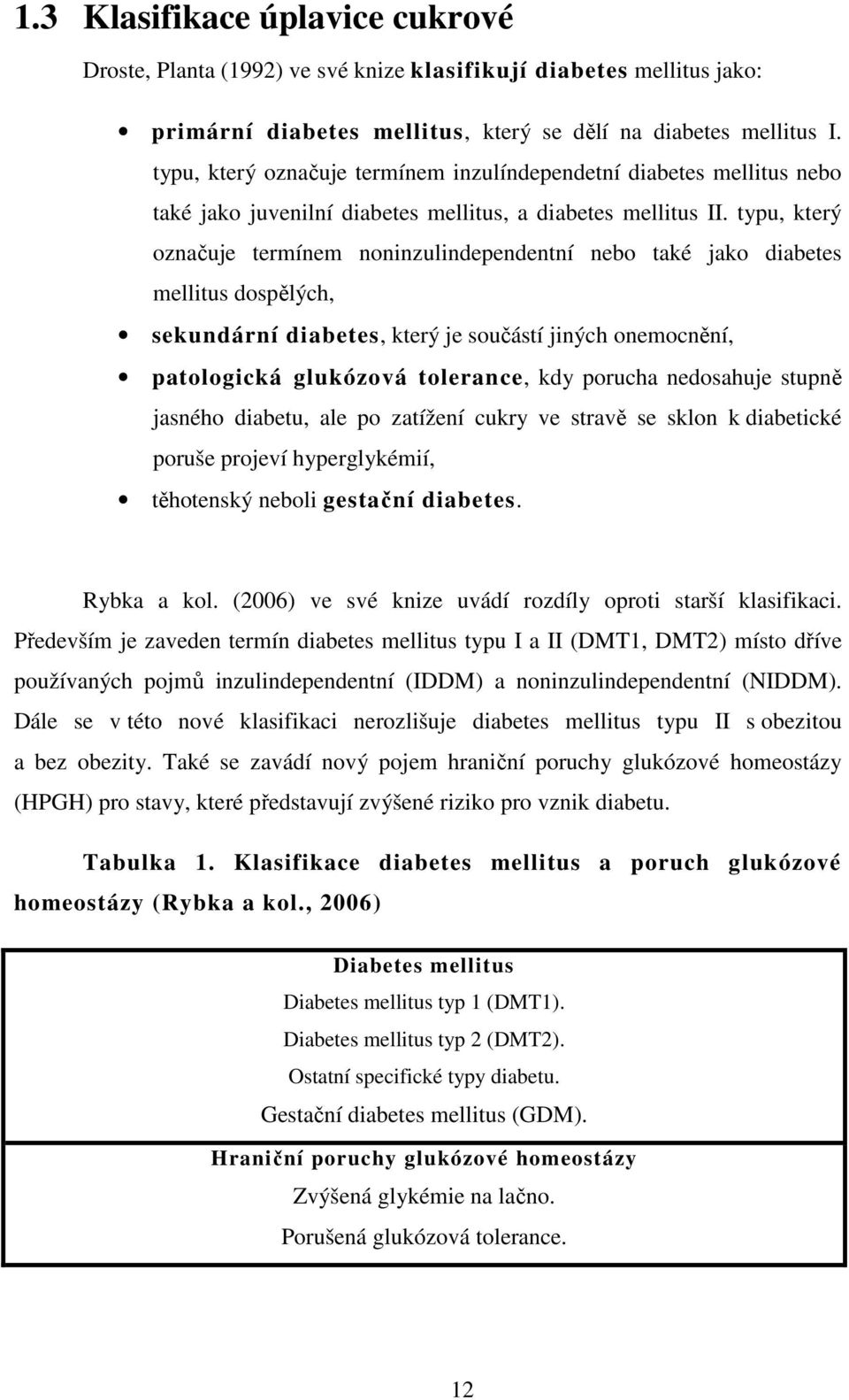 typu, který označuje termínem noninzulindependentní nebo také jako diabetes mellitus dospělých, sekundární diabetes, který je součástí jiných onemocnění, patologická glukózová tolerance, kdy porucha