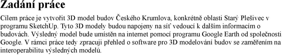 Výsledný model bude umístěn na internet pomocí programu Google Earth od společnosti Google.