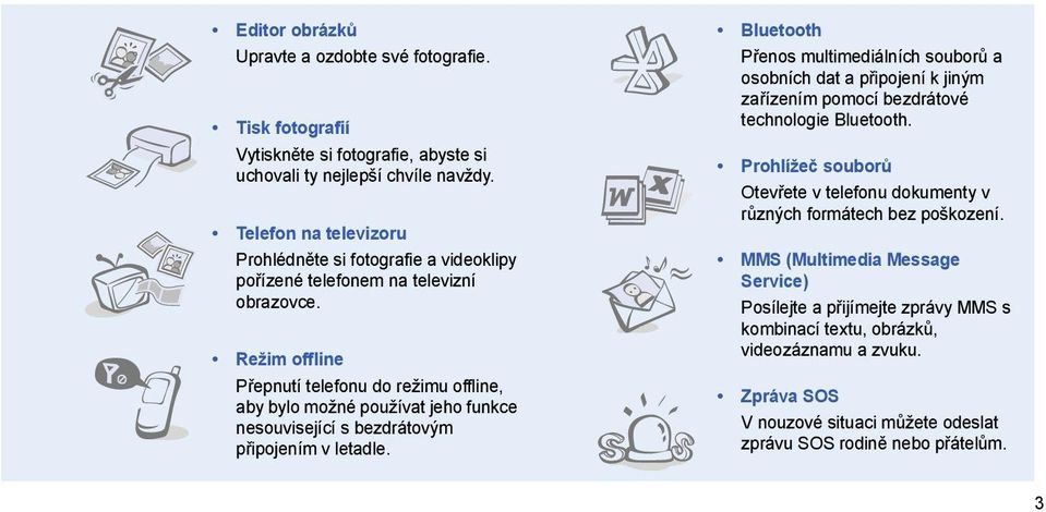 Režim offline Přepnutí telefonu do režimu offline, aby bylo možné používat jeho funkce nesouvisející s bezdrátovým připojením v letadle.