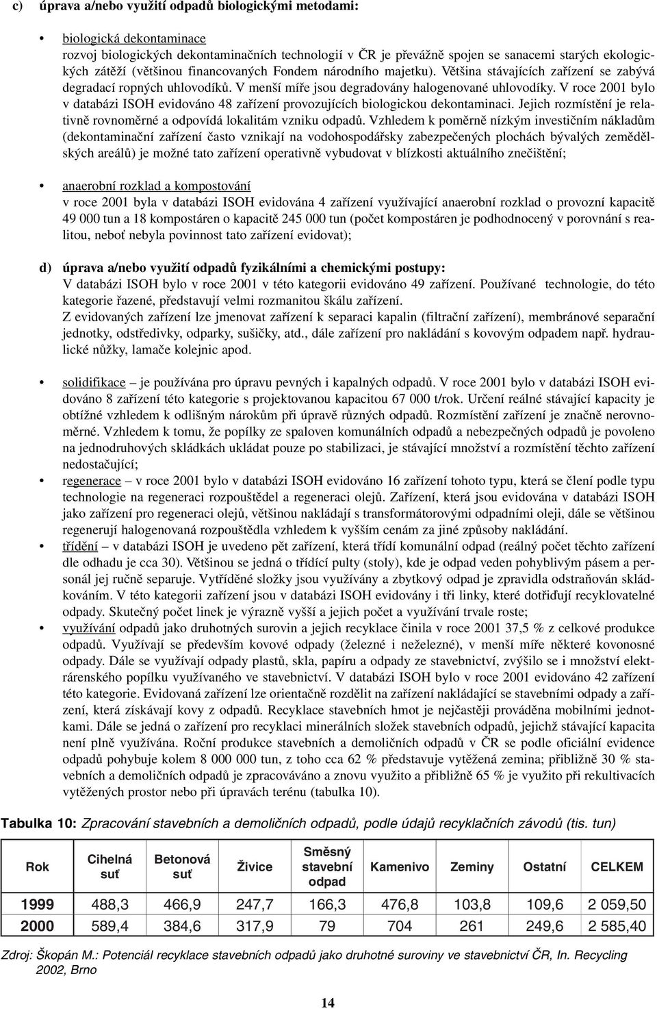 V roce 2001 bylo v databázi ISOH evidováno 48 zařízení provozujících biologickou dekontaminaci. Jejich rozmístění je relativně rovnoměrné a odpovídá lokalitám vzniku odpadů.