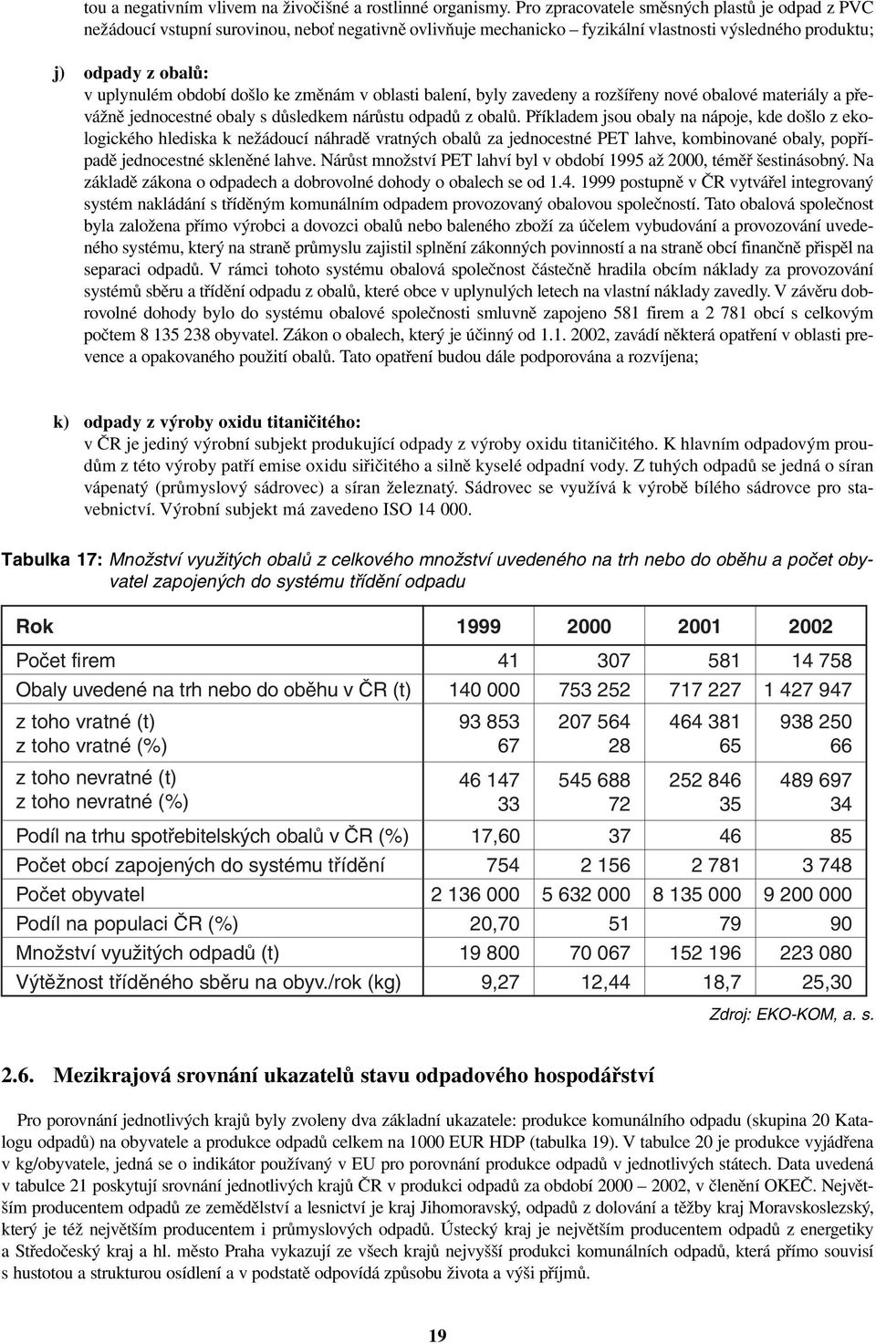 ke změnám v oblasti balení, byly zavedeny a rozšířeny nové obalové materiály a převážně jednocestné obaly s důsledkem nárůstu odpadů z obalů.