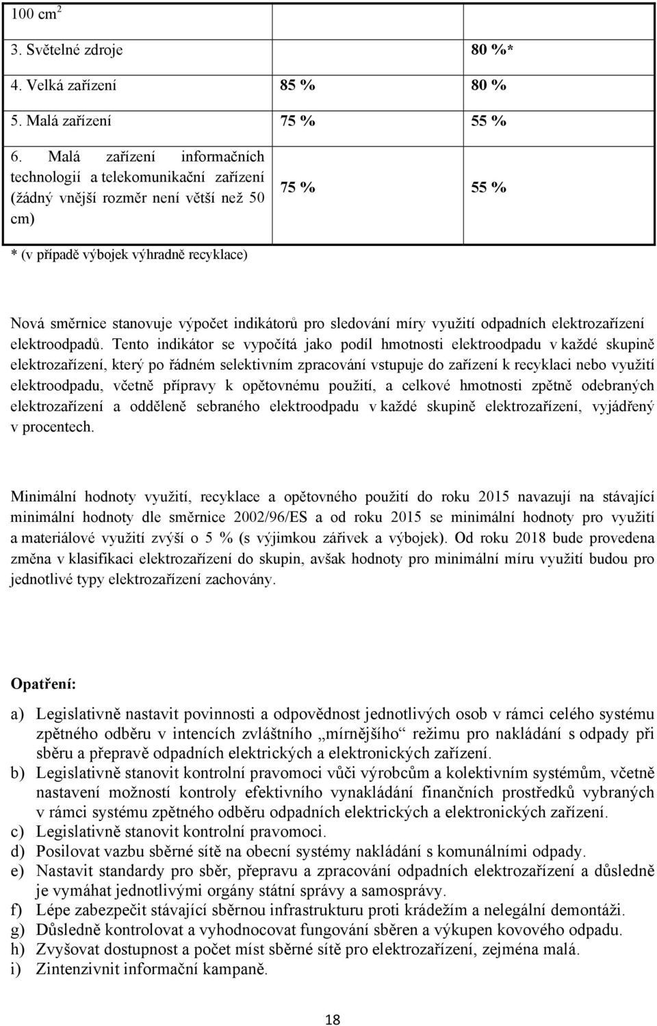 indikátorů pro sledování míry využití odpadních elektrozařízení elektroodpadů.