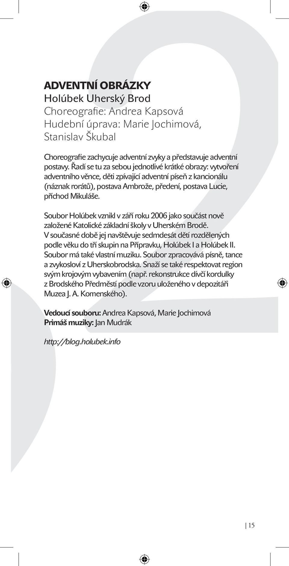 Soubor Holúbek vznikl v září roku 2006 jako součást nově založené Katolické základní školy v Uherském Brodě.