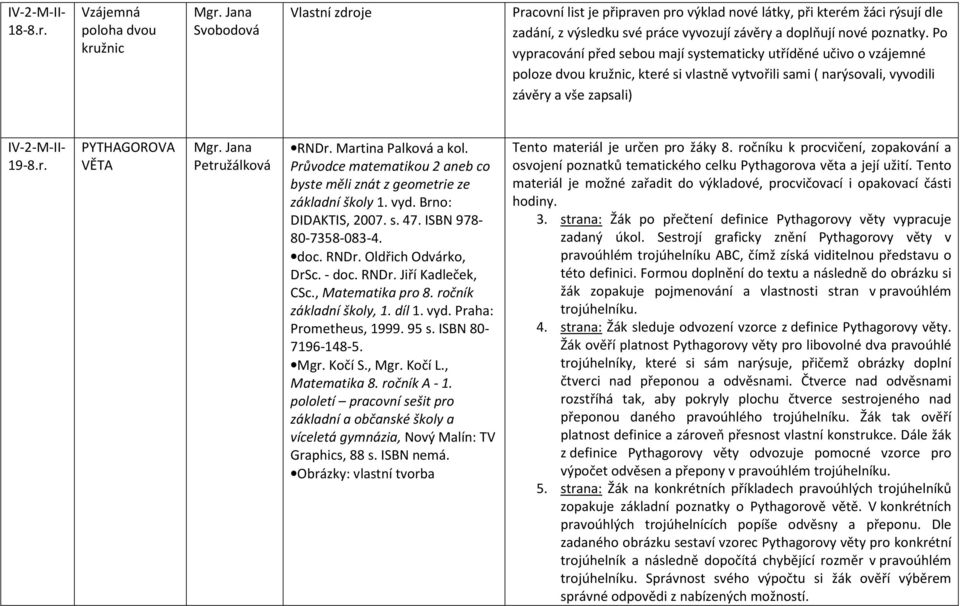 s. 47. ISBN 978- základní školy, 1. díl 1. vyd. Praha: Prometheus, 1999. 95 s. ISBN 80-7196-148-5. Mgr. Kočí S., Mgr. Kočí L., Matematika 8. ročník A - 1.