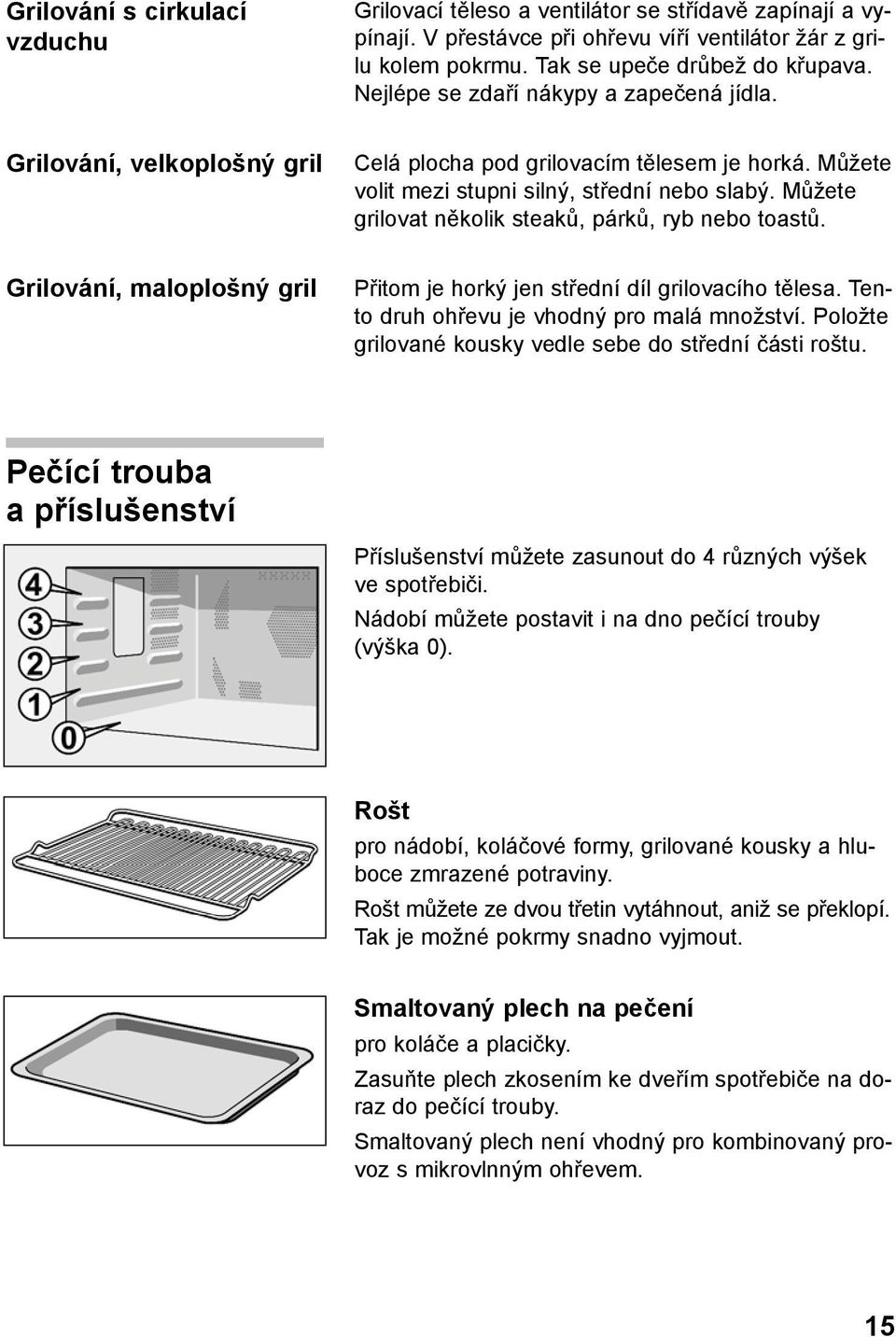 Můžete grilovat několik steaků, párků, ryb nebo toastů. Grilování, maloplošný gril Přitom je horký jen střední díl grilovacího tělesa. Tento druh ohřevu je vhodný pro malá množství.