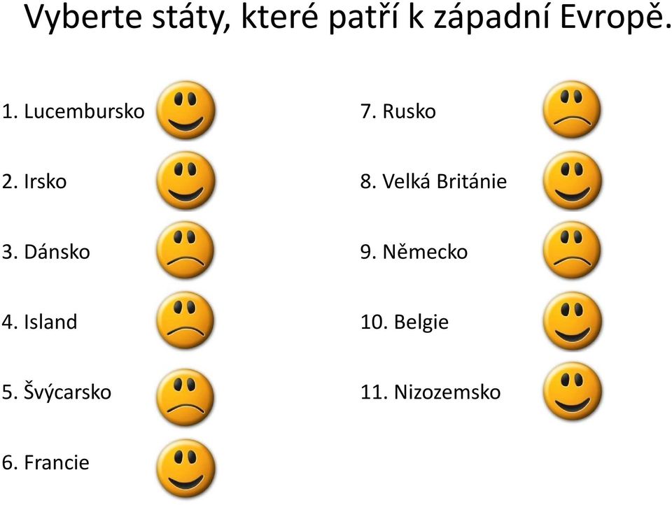 Velká Británie 3. Dánsko 9. Německo 4.