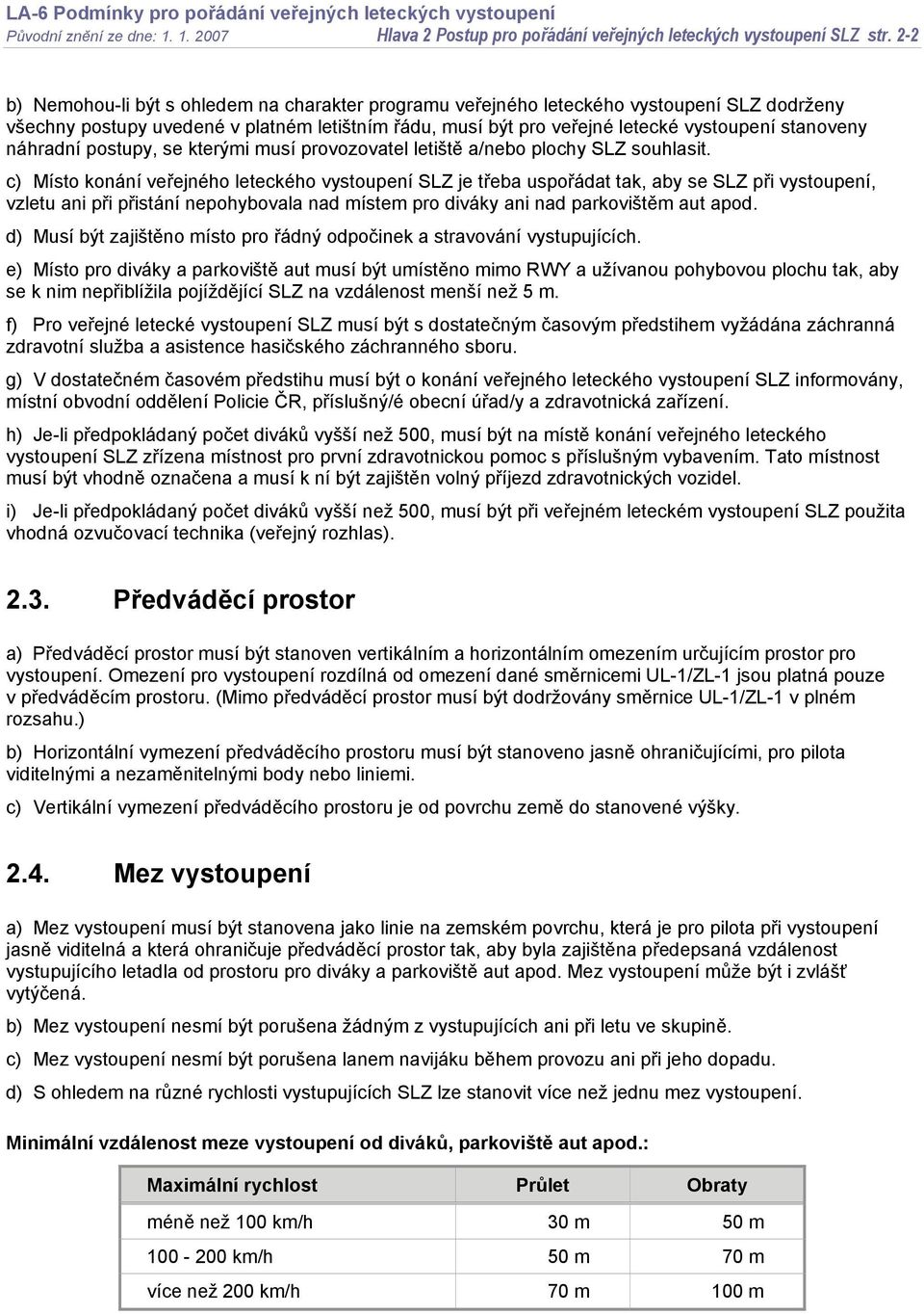 náhradní postupy, se kterými musí provozovatel letiště a/nebo plochy SLZ souhlasit.