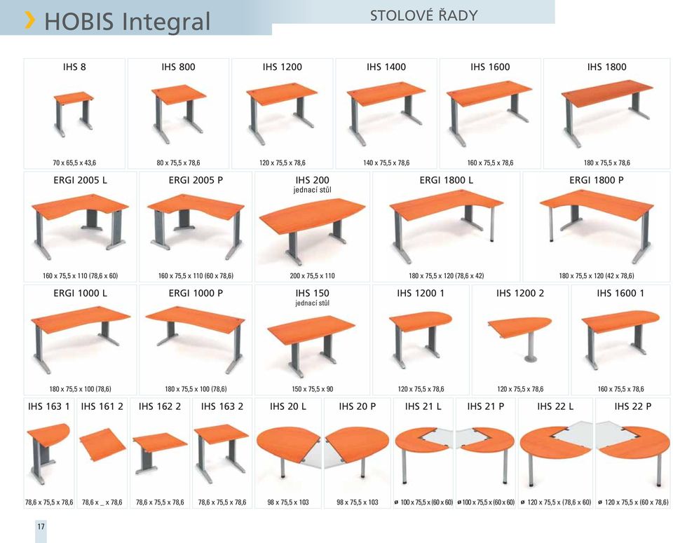 L ERGI 1000 P IHS 150 jednací stůl IHS 1200 1 IHS 1200 2 IHS 1600 1 180 x 75,5 x 100 (78,6) 180 x 75,5 x 100 (78,6) 150 x 75,5 x 90 120 x 75,5 x 78,6 120 x 75,5 x 78,6 160 x 75,5 x 78,6 IHS 163 1 IHS