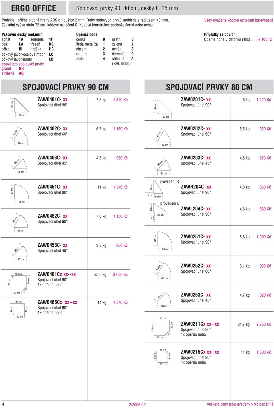 .. + 100 Kã SPOJOVACÍ PRVKY 90 CM SPOJOVACÍ PRVKY 80 CM ZAW0401C- 7,5 kg 1 340 Kã ZAW0201C- 6 kg 1 120 Kã ZAW0402C- 6,7 kg 1 150 Kã Spojovací úhel 60 ZAW0202C- 5,5 kg 930 Kã Spojovací úhel 60