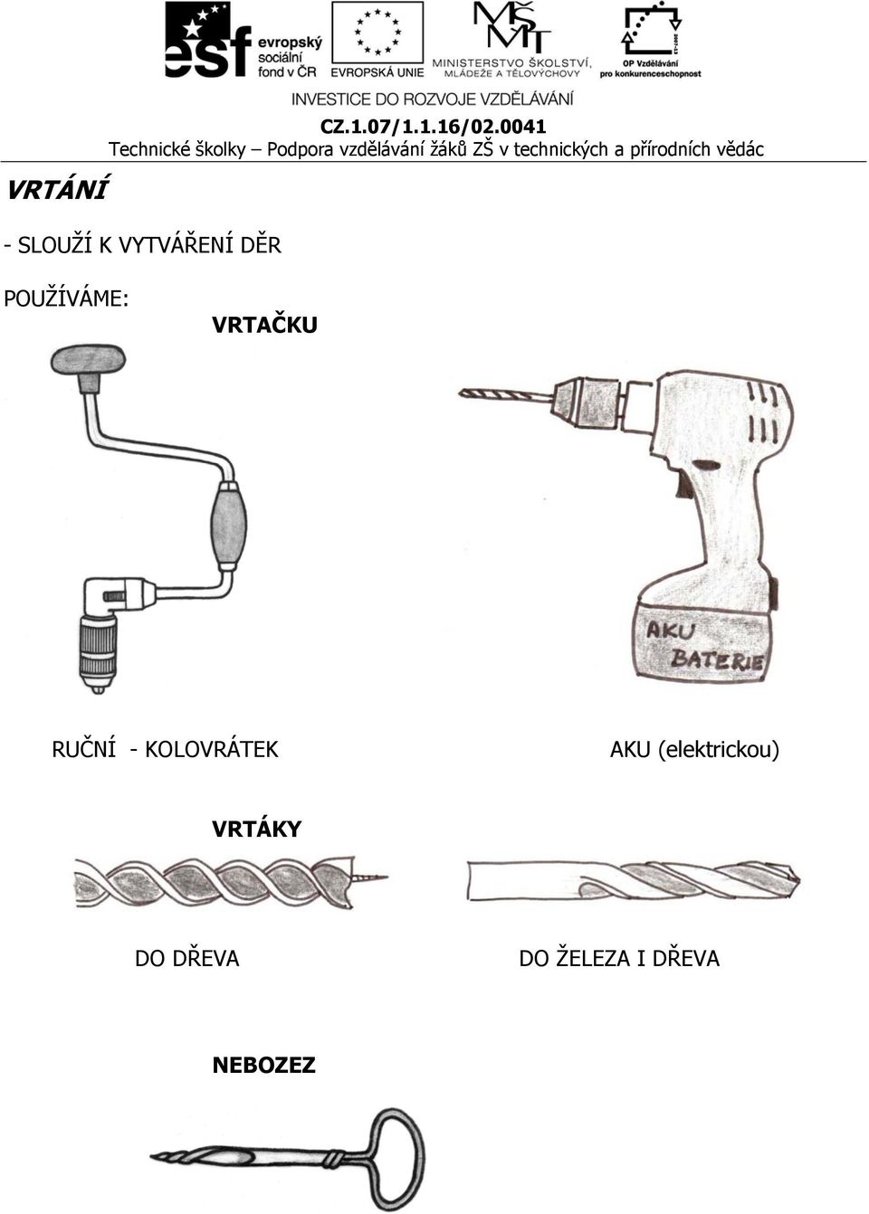 POUŽÍVÁME: VRTAČKU RUČNÍ - KOLOVRÁTEK