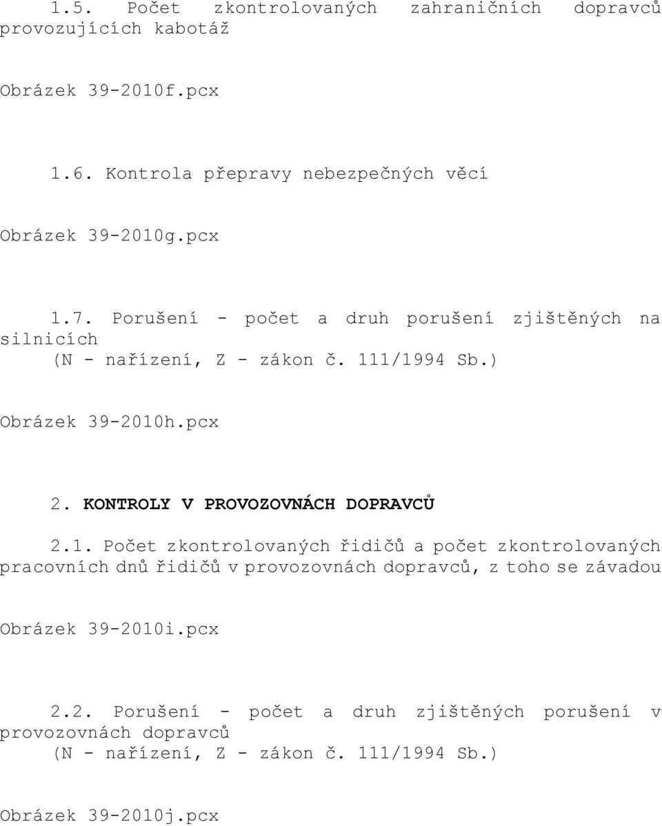 111/1994 Sb.) Obrázek 39-2010h.pcx 2. KONTROLY V PROVOZOVNÁCH DOPRAVCŮ 2.1. Počet zkontrolovaných řidičů a počet zkontrolovaných pracovních dnů řidičů v provozovnách dopravců, z toho se závadou Obrázek 39-2010i.