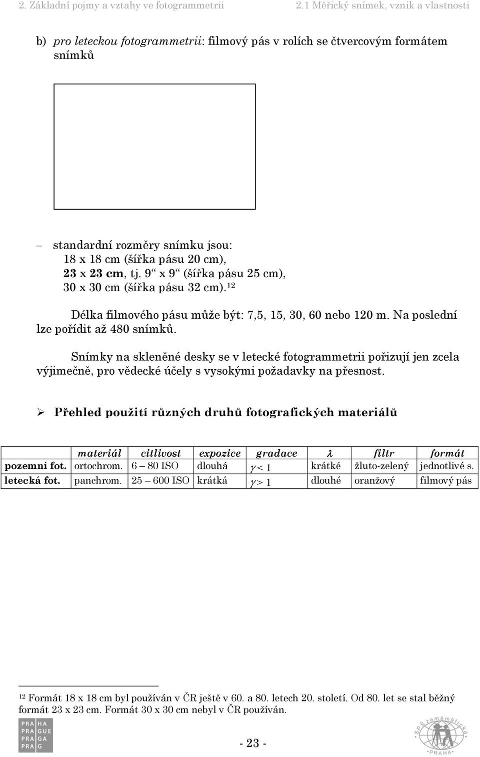 Snímky na skleněné desky se v letecké fotogrammetrii pořizují jen zcela výjimečně, pro vědecké účely s vysokými požadavky na přesnost.