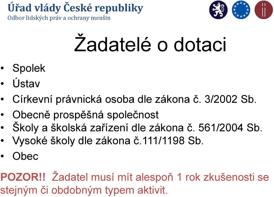 Obecně prospěšná společnost Školy a školská zařízení dle zákona č.