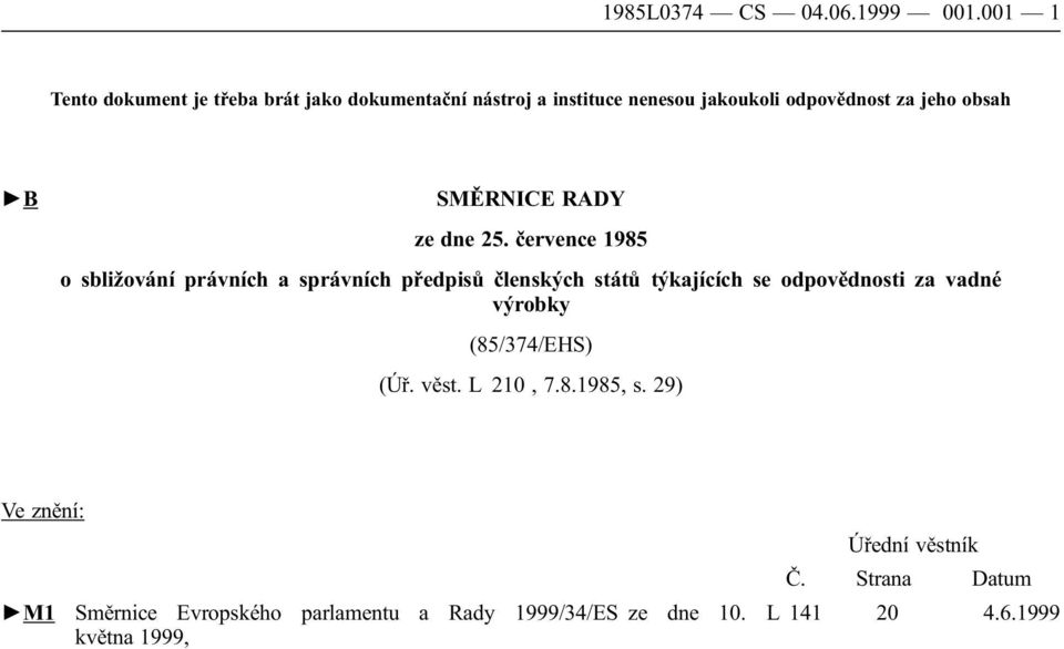 B SMĚRNICE RADY ze dne 25.