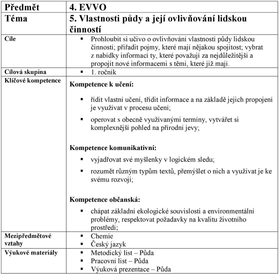 ty, které považují za nejdůležitější a propojit nové informacemi s těmi, které již mají. Cílová skupina 1.