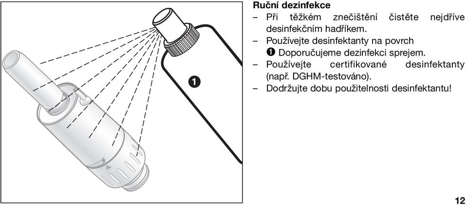 Používejte desinfektanty na povrch ➊ Doporučujeme dezinfekci