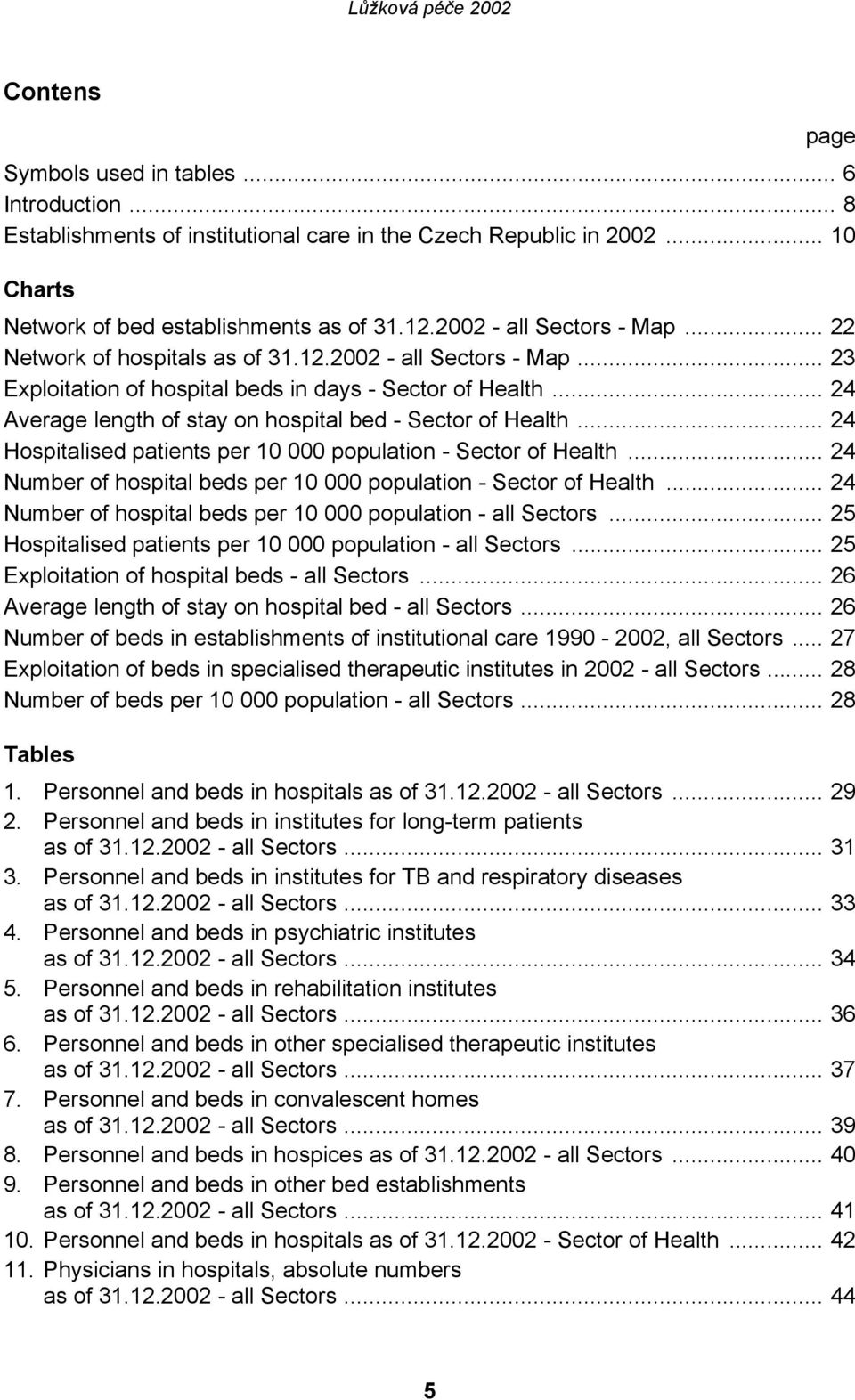 .. 24 Average length of stay on hospital bed - Sector of Health... 24 Hospitalised patients per 10 000 population - Sector of Health.