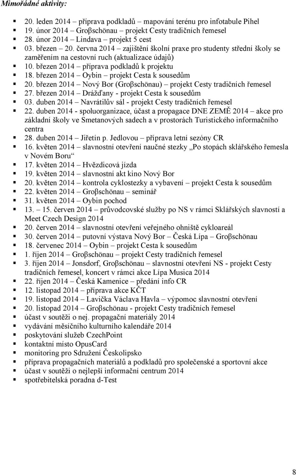 březen 2014 Oybin projekt Cesta k sousedům 20. březen 2014 Nový Bor (Groβschönau) projekt Cesty tradičních řemesel 27. březen 2014 Drážďany - projekt Cesta k sousedům 03.