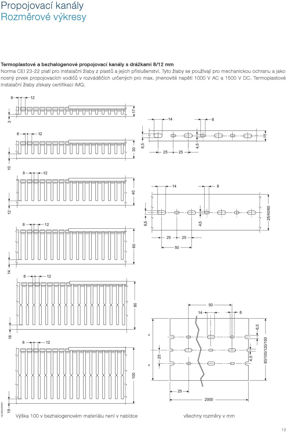 Tyto žlaby se používají pro mechanickou ochranu a jako CEI 23-22 Standard applies to plastic wiring ducts and their accessories to be used in the mechanical protection and support of cables in nosný