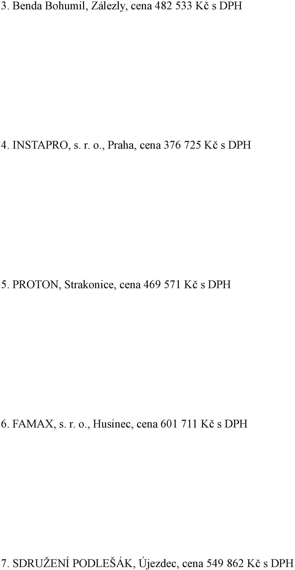 PROTON, Strakonice, cena 469 571 Kč s DPH 6. FAMAX, s. r. o.