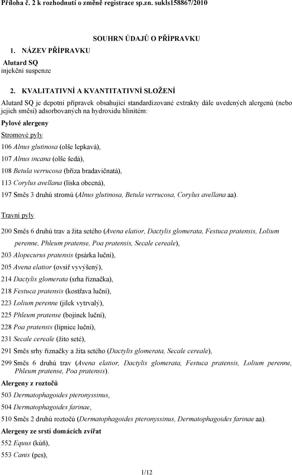 alergeny Stromové pyly 106 Alnus glutinosa (olše lepkavá), 107 Alnus incana (olše šedá), 108 Betula verrucosa (bříza bradavičnatá), 113 Corylus avellana (líska obecná), 197 Směs 3 druhů stromů (Alnus