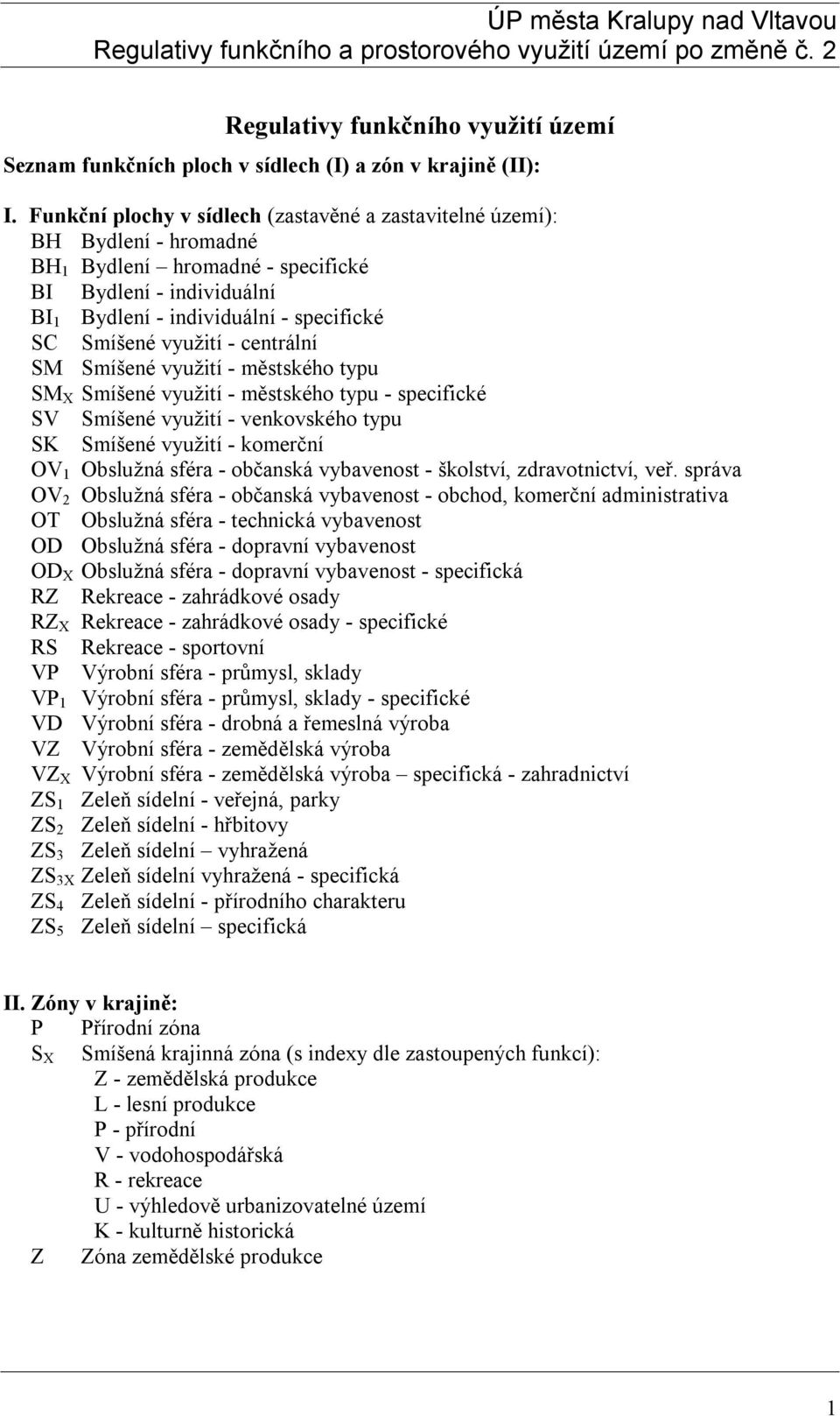 využití - centrální SM Smíšené využití - městského typu SM X Smíšené využití - městského typu - specifické SV Smíšené využití - venkovského typu SK Smíšené využití - komerční OV 1 Obslužná sféra -