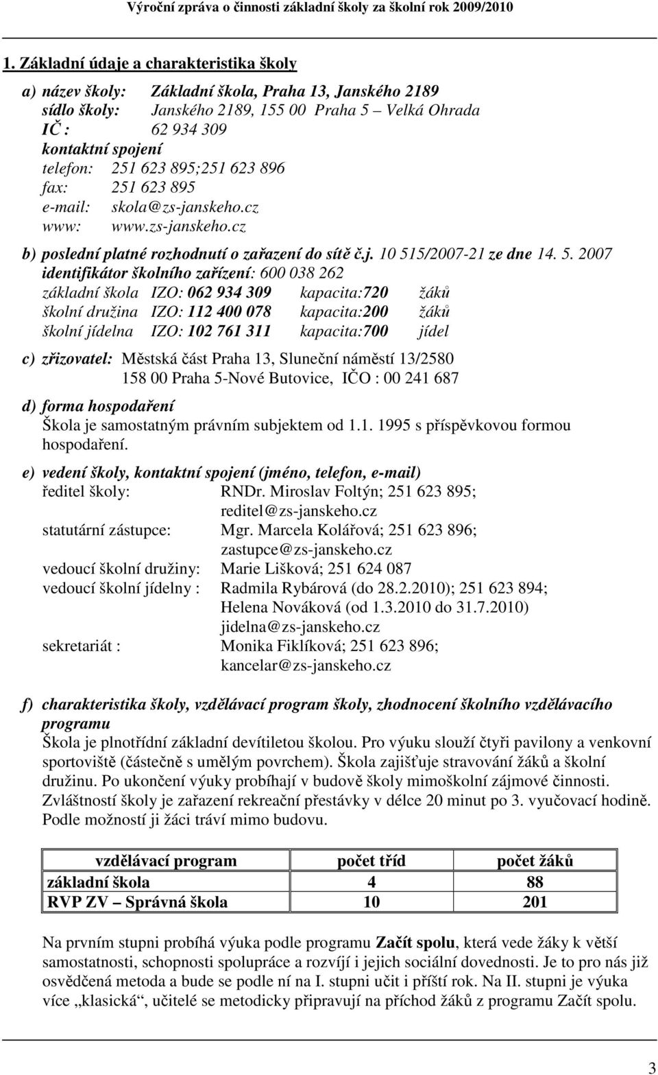 623 895;251 623 896 fax: 251 623 895 e-mail: skola@zs-janskeho.cz www: www.zs-janskeho.cz b) poslední platné rozhodnutí o zařazení do sítě č.j. 10 51