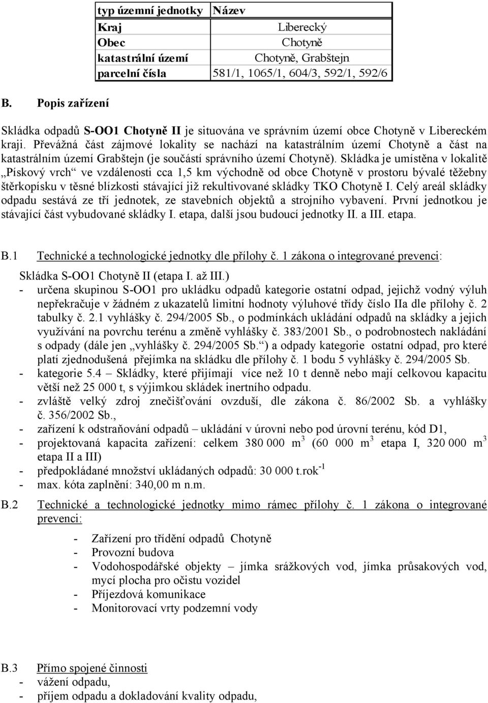 Převážná část zájmové lokality se nachází na katastrálním území Chotyně a část na katastrálním území Grabštejn (je součástí správního území Chotyně).