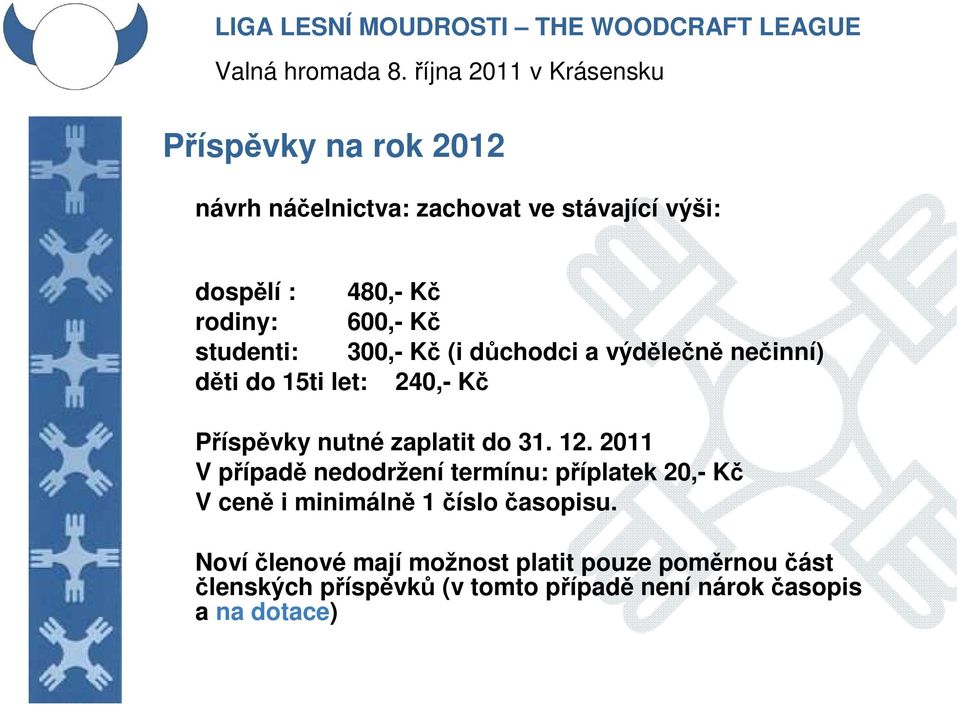 31. 12. 2011 V případě nedodržení termínu: příplatek 20,- Kč V ceně i minimálně 1 číslo časopisu.