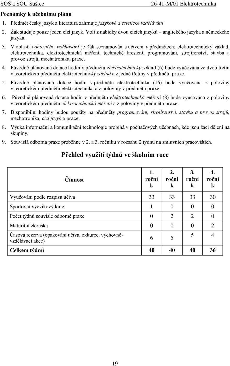 V oblasti odborného vzdělávání je žák seznamován s učivem v předmětech: elektrotechnický základ, elektrotechnika, elektrotechnická měření, technické kreslení, programování, strojírenství, stavba a