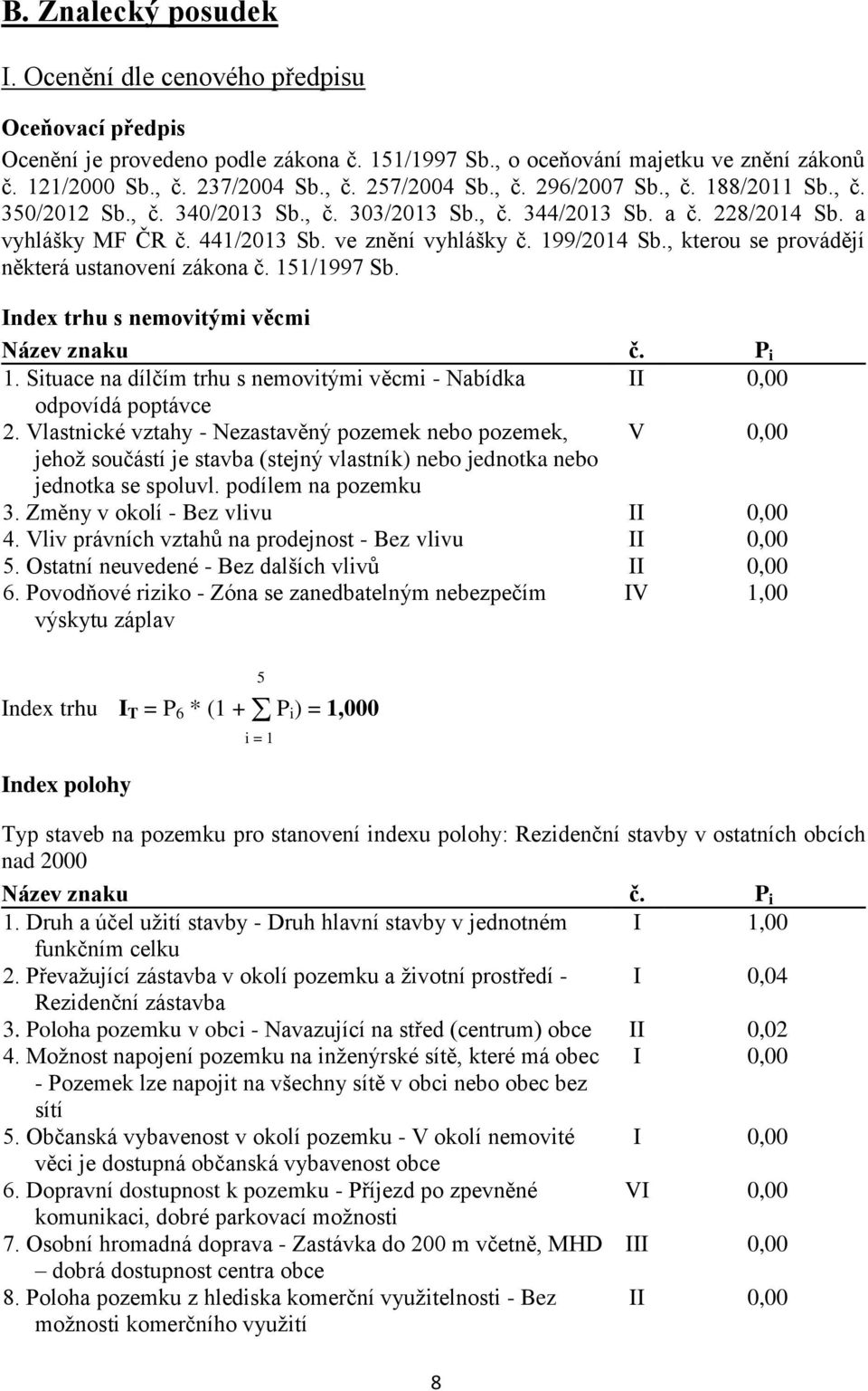 , kterou se provádějí některá ustanovení zákona č. 151/1997 Sb. Index trhu s nemovitými věcmi Název znaku č. P i 1. Situace na dílčím trhu s nemovitými věcmi - Nabídka II 0,00 odpovídá poptávce 2.