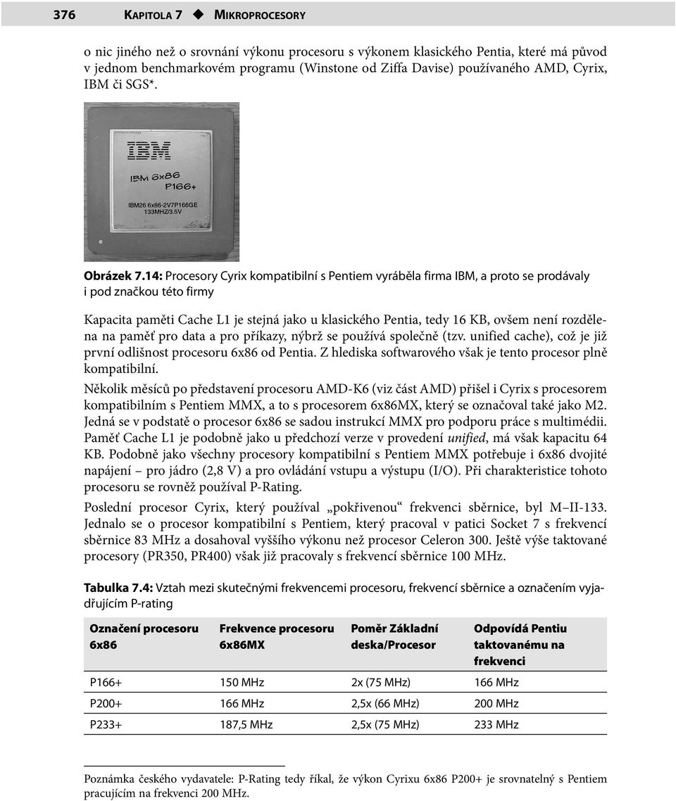 14: Procesory Cyrix kompatibilní s Pentiem vyráběla firma IBM, a proto se prodávaly i pod značkou této firmy Kapacita paměti Cache L1 je stejná jako u klasického Pentia, tedy 16 KB, ovšem není