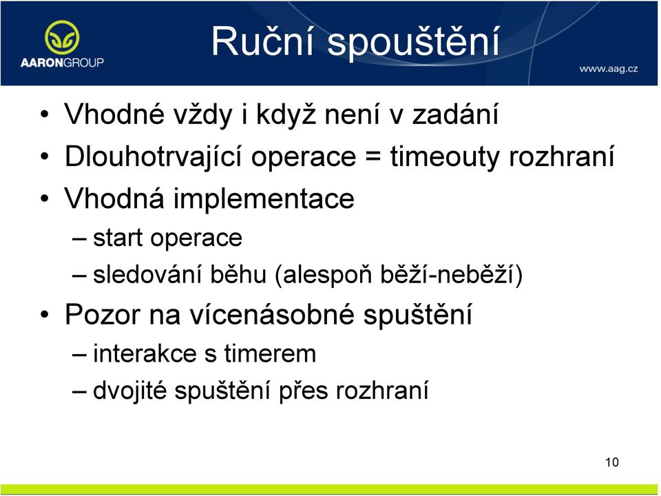 implementace start operace sledování běhu (alespoň